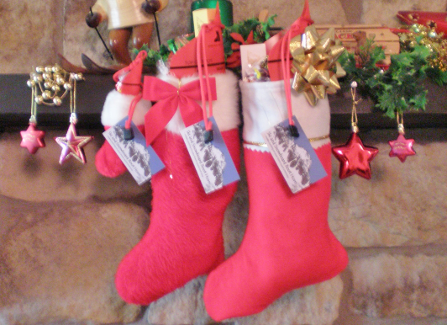 Image of Ski & Snowboard Boot Horn in Holiday stockings.